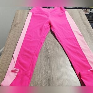 WILO ribbed colorblock hot pink/light pink leggings size M womens